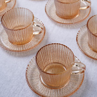Coffret De 6 Tasses à Café au Lait avec Sous-Tasses Ambre En Tunisie
