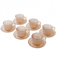 Coffret De 6 Tasses à Café au Lait avec Sous-Tasses Ambre En Tunisie