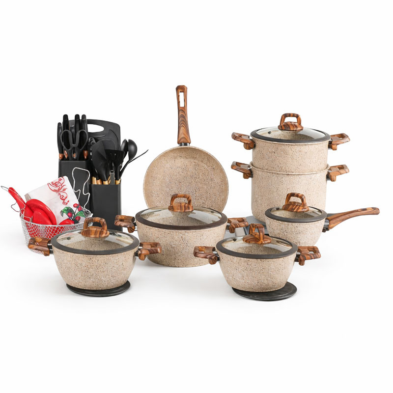 Batterie de Cuisine Falez 37 Pièces Granite Beige en Tunisie