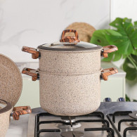 Batterie de Cuisine Falez 37 Pièces Granite Beige