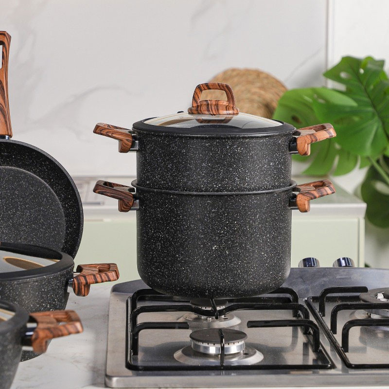 Batterie de Cuisine Falez 37 Pièces Granite Noir en Tunisie