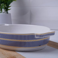 Plat à Four Ovale En Céramique 0.8 L Bleu & Or En Tunisie