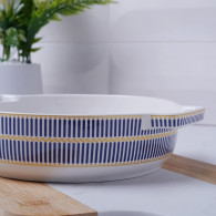 Plat à Four Rond En Céramique 1.6 L Bleu & Or En Tunisie