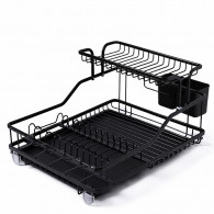 Égouttoir à Vaisselle Double Niveau Noir en Tunisie