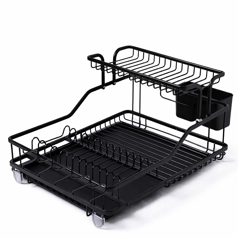 Égouttoir à Vaisselle Double Niveau Noir en Tunisie