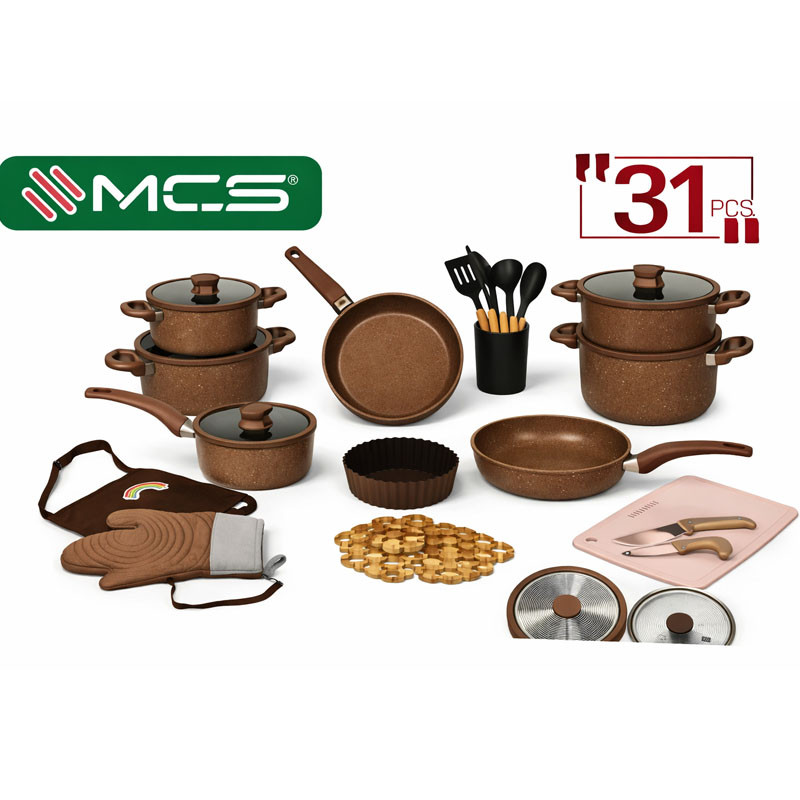 Batterie de Cuisine MCS 32 Pièces Granite Marron en Tunisie