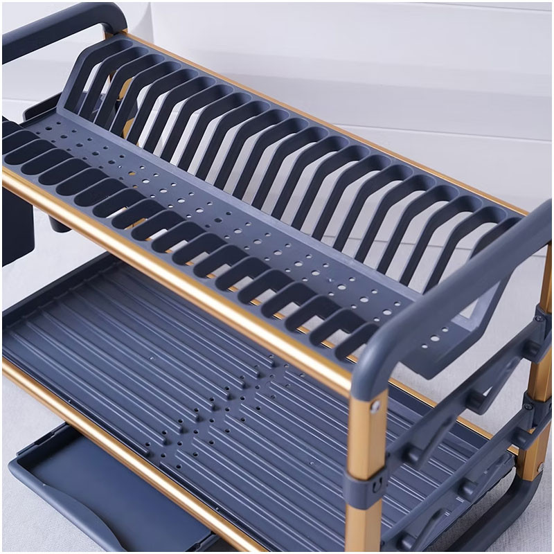 Égouttoir à Vaisselle Double Niveau Gris & Doré EN Tunisie
