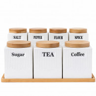 Set de 7 Boîtes à Épices Avec Support Blanc en Tunisie