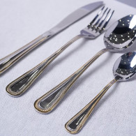 Coffret Ménagère Kakmous 24 Pièces à Bords Perlé Doré Inox en Tunisie