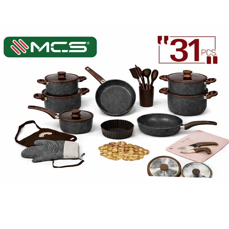 Batterie de Cuisine MCS 31 Pièces Granite Gris en Tunisie
