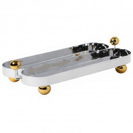 Mefred De Présentation À 2 Cavités Ovale Argent & Doré