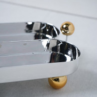 Mefred De Présentation À 2 Cavités Ovale Argent & Doré en Tunisie