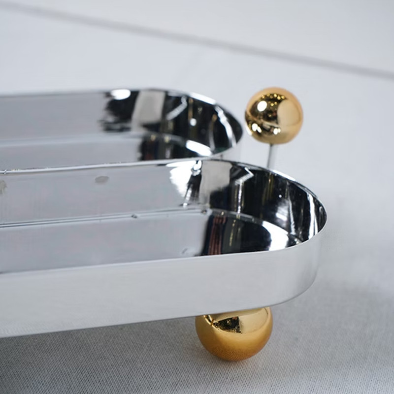 Mefred De Présentation À 2 Cavités Ovale Argent & Doré en Tunisie