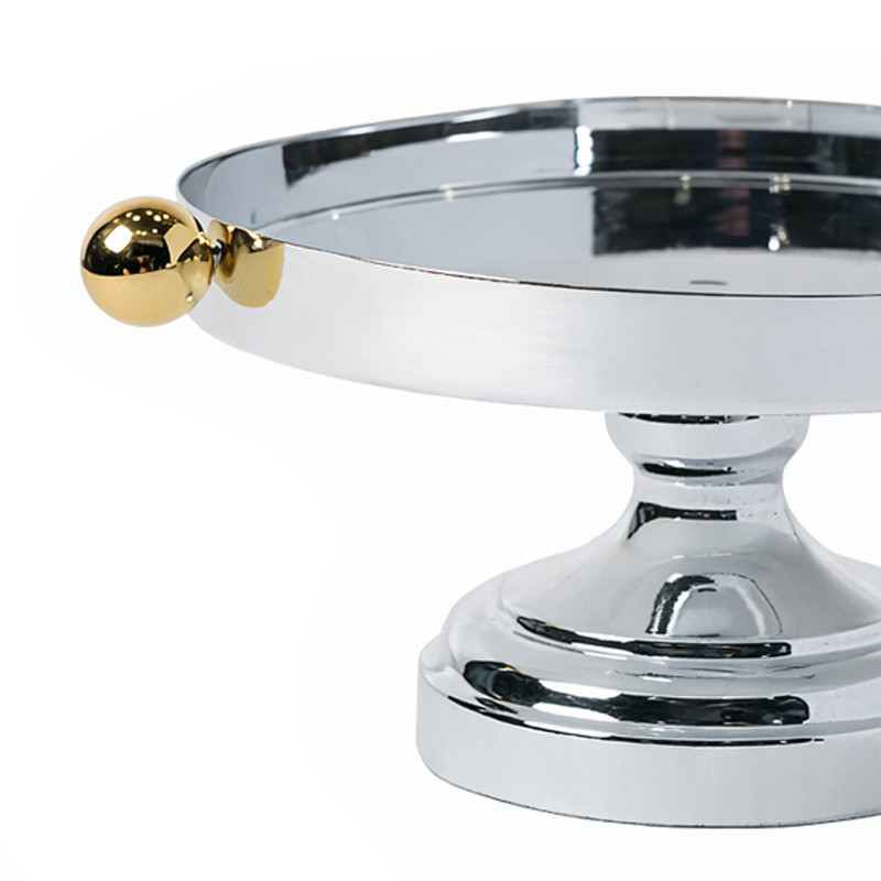 Mefred Rond Avec Pied 25 Cm Argent & Doré