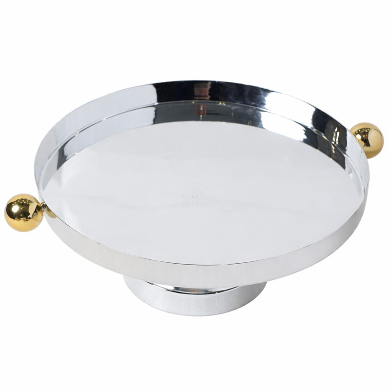 Mefred Rond Avec Pied 25 Cm Argent & Doré en Tunisie