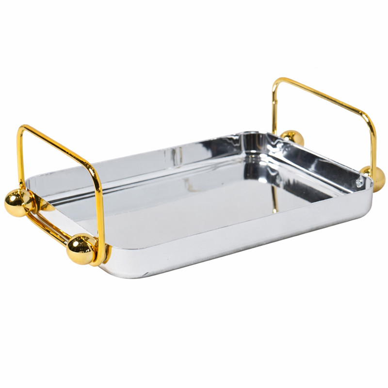 Plateau Rectangulaire En Métal Argent & Doré en Tunisie