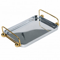 Plateau Rectangulaire En Métal Argent & Doré en Tunisie