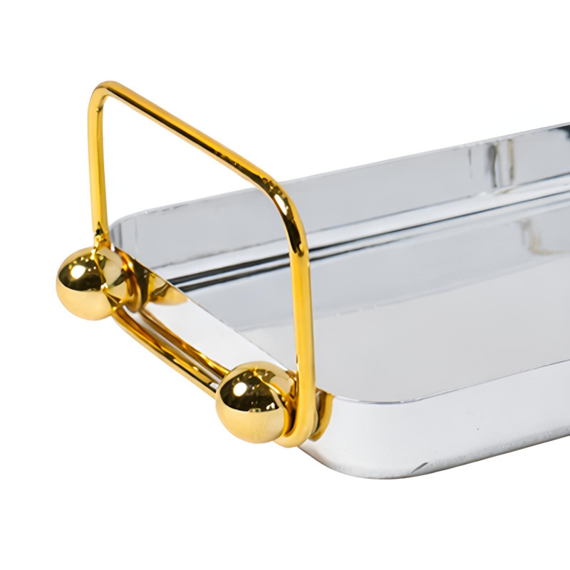 Plateau Rectangulaire En Métal Argent & Doré en Tunisie