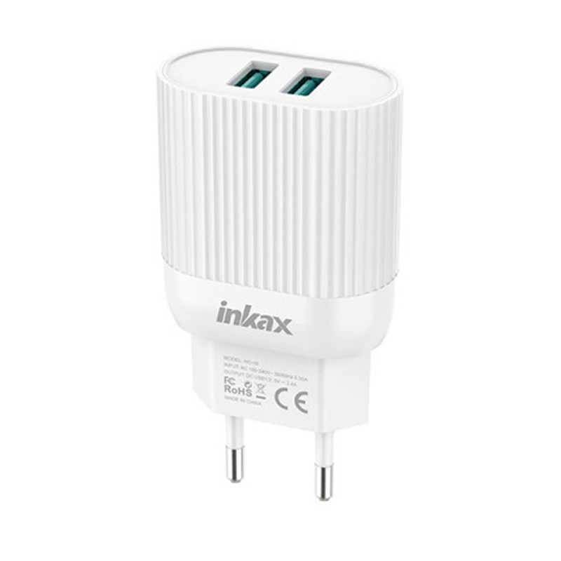 Chargeur Inkax HC-10 Lightning 2 Ports Blanc en Tunisie
