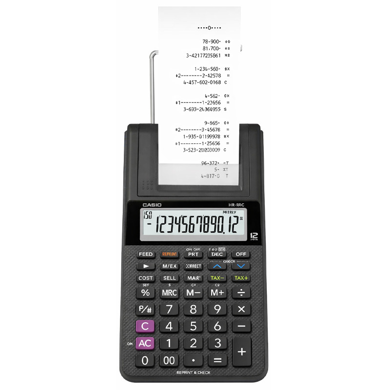 Calculatrice Imprimante Casio HR-8RC-BK DC 12 Chiffres Noir en Tunisie