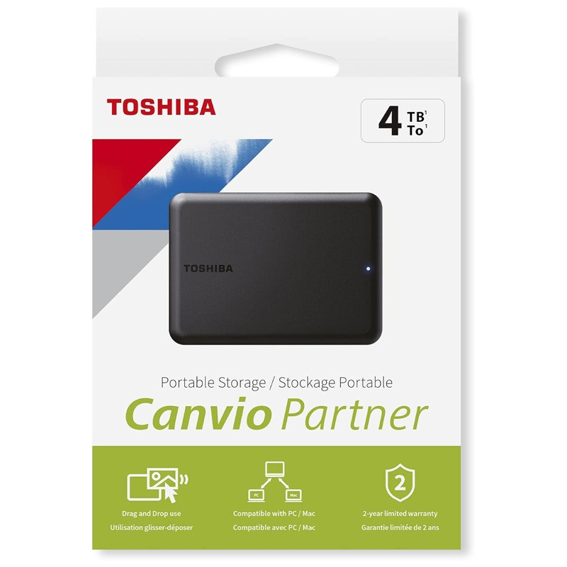 Disque Dur Externe Toshiba Canvio Partner HDD 4To USB 3.2 Noir En Tunisie