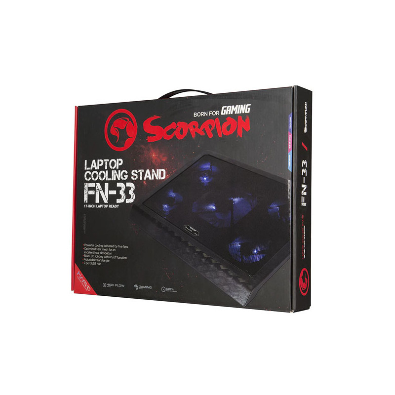 Support de Refroidissement pour Ordinateur Portable de 17" Rétroéclairé Rouge Marvo FN-33RD Scorpion