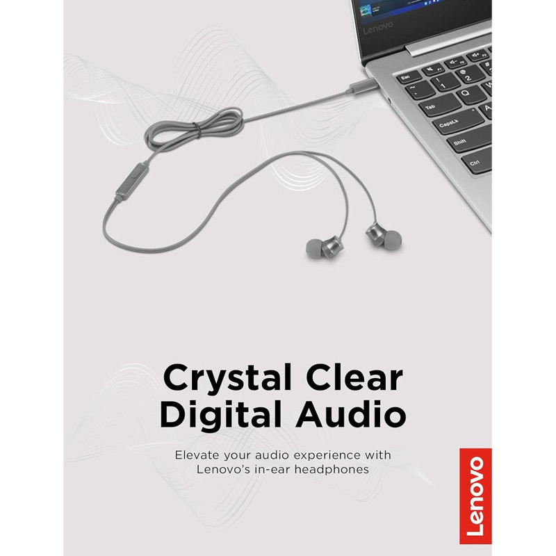 Écouteur Filaire Lenovo 300 avec Microphone Gris en Tunisie