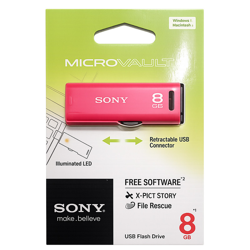 Clé USB Sony Micro Vault Retractable 8Go USB 2.0 Rose En Tunisie
