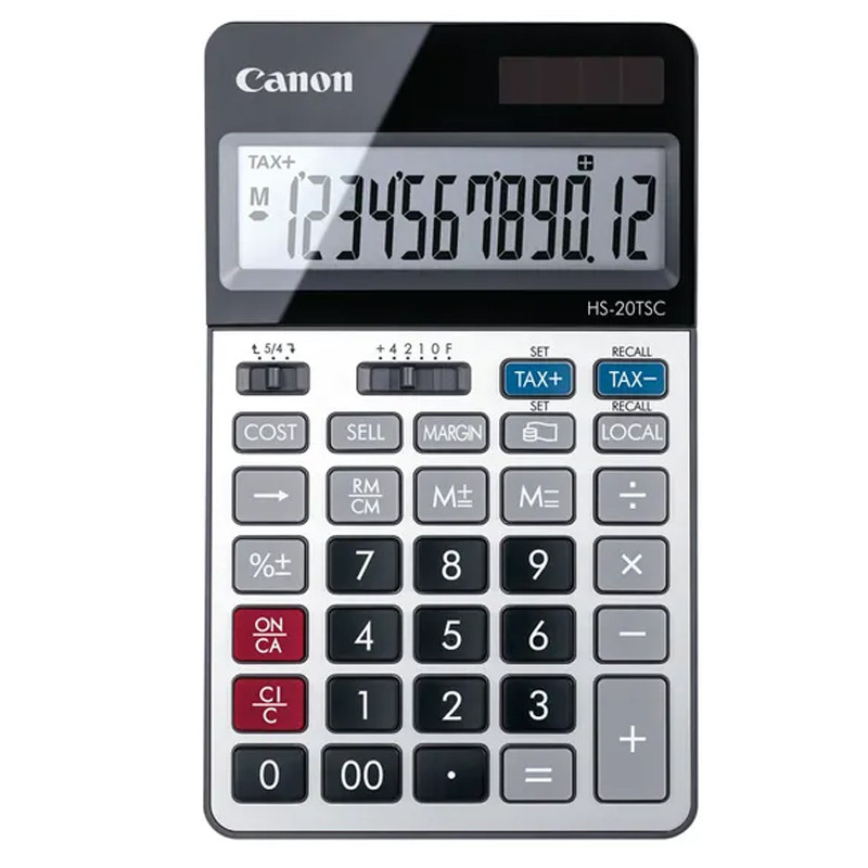 Calculatrice De Bureau Canon HS-20-TSC 12 Chiffres Gris En Tunisie