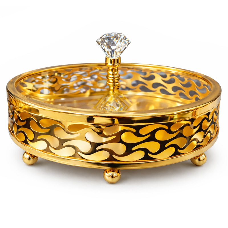 2 Mefreds Rond Avec Couvercles 25Cm et 19Cm Doré en Tunisie