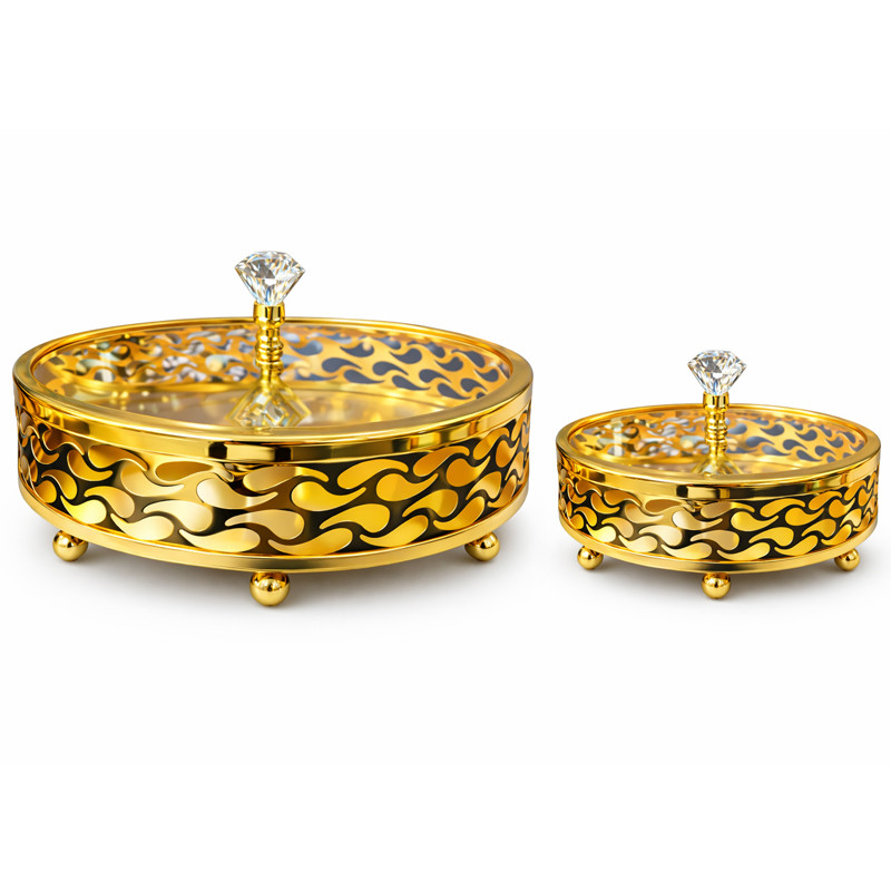 2 Mefreds Rond Avec Couvercles 25Cm et 19Cm Doré en Tunisie