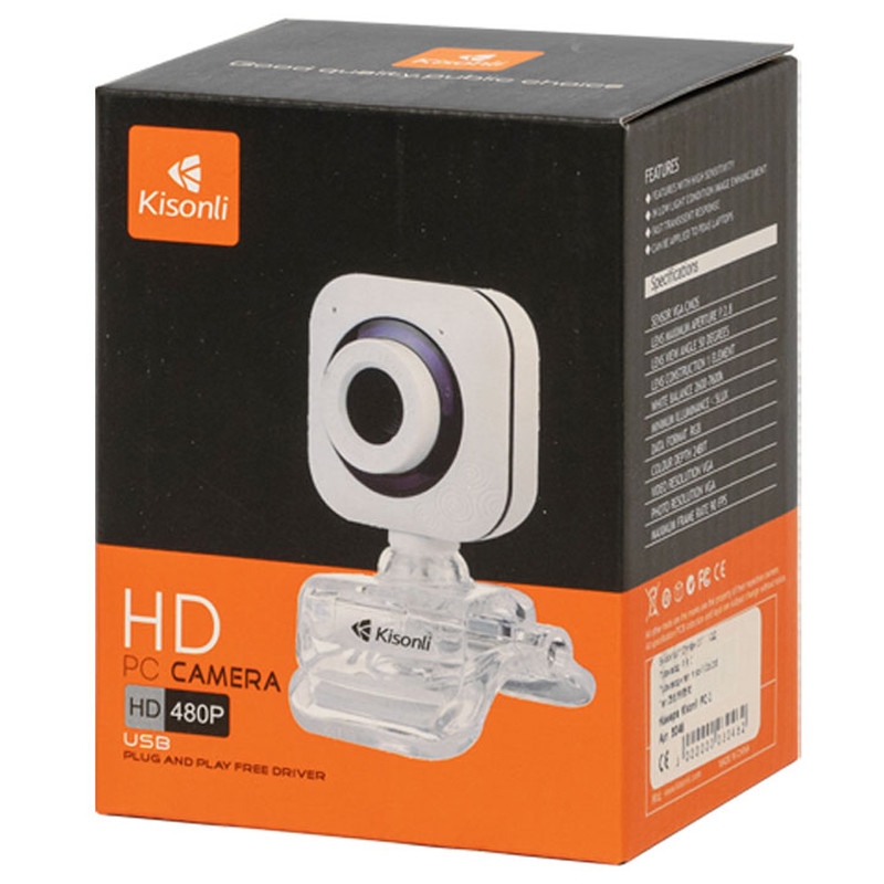 Webcam Kisonli HD 480P Avec Microphone Blanc en Tunisie