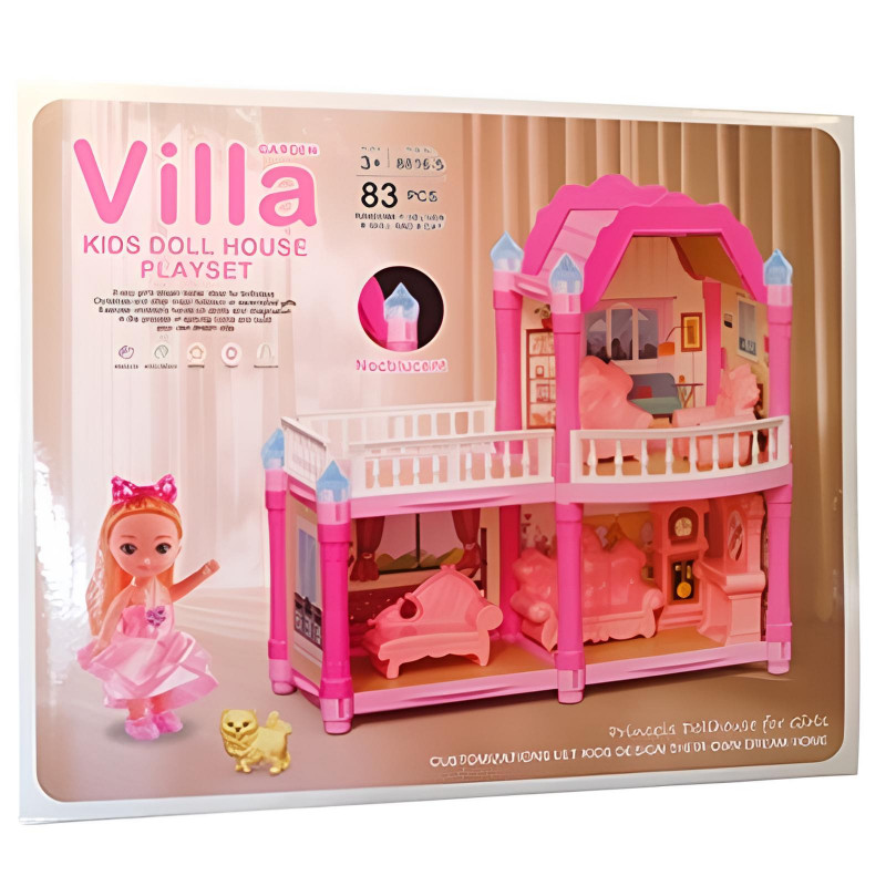 Villa De Poupée Avec Accessoires Rose en Tunisie