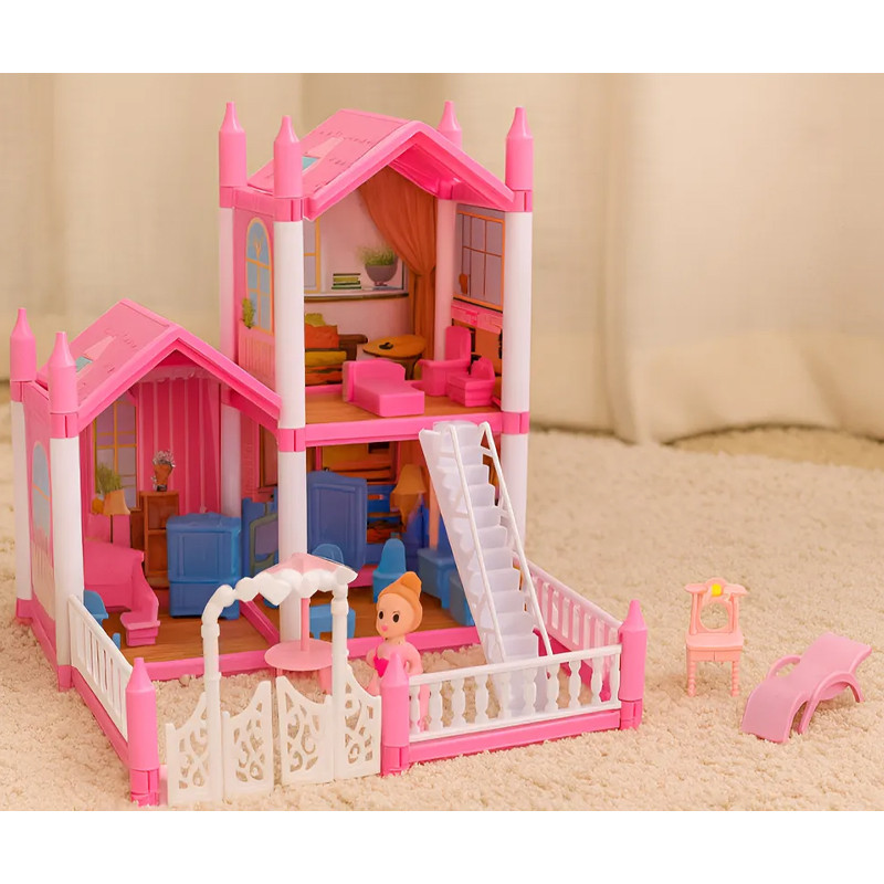 Villa De Poupée Play House Avec Accessoires Rose en Tunuisie