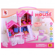 Villa De Poupée Play House Avec Accessoires Rose en Tunuisie