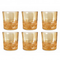 Coffret 6 Verres à Jus 25Cl En Verre Doré