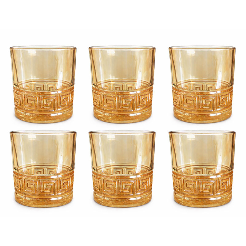 Coffret 6 Verres à Jus 25Cl En Verre Doré en Tunisie