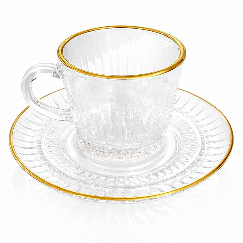 Coffret De 6 Tasses à Café Avec Sous-Tasses En Verre en Tunisie