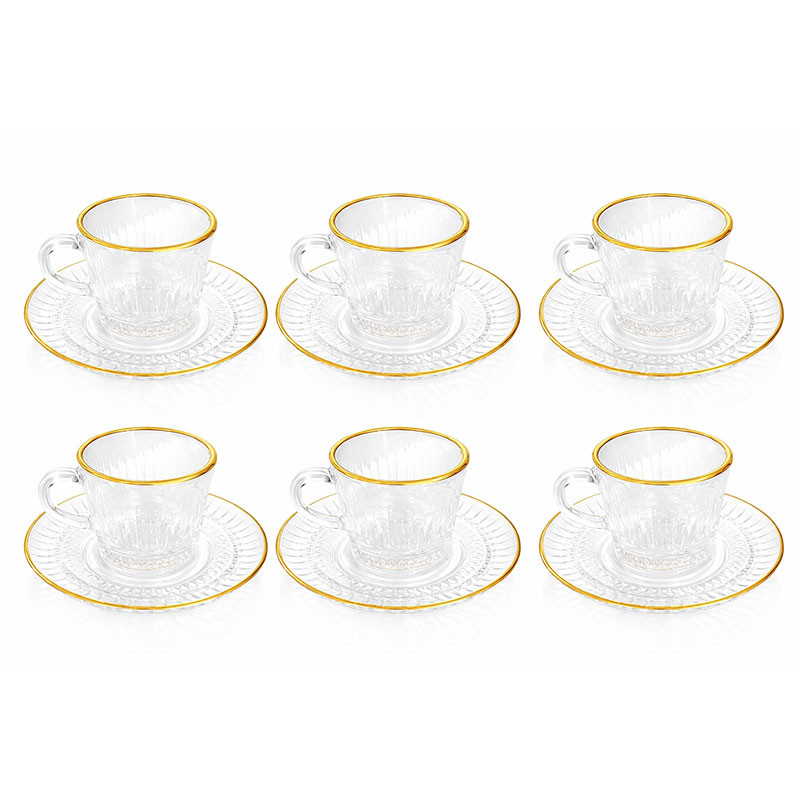 Coffret De 6 Tasses à Café Avec Sous-Tasses En Verre en Tunisie