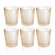 Coffret 6 Verres à Jus 25Cl En Verre Doré