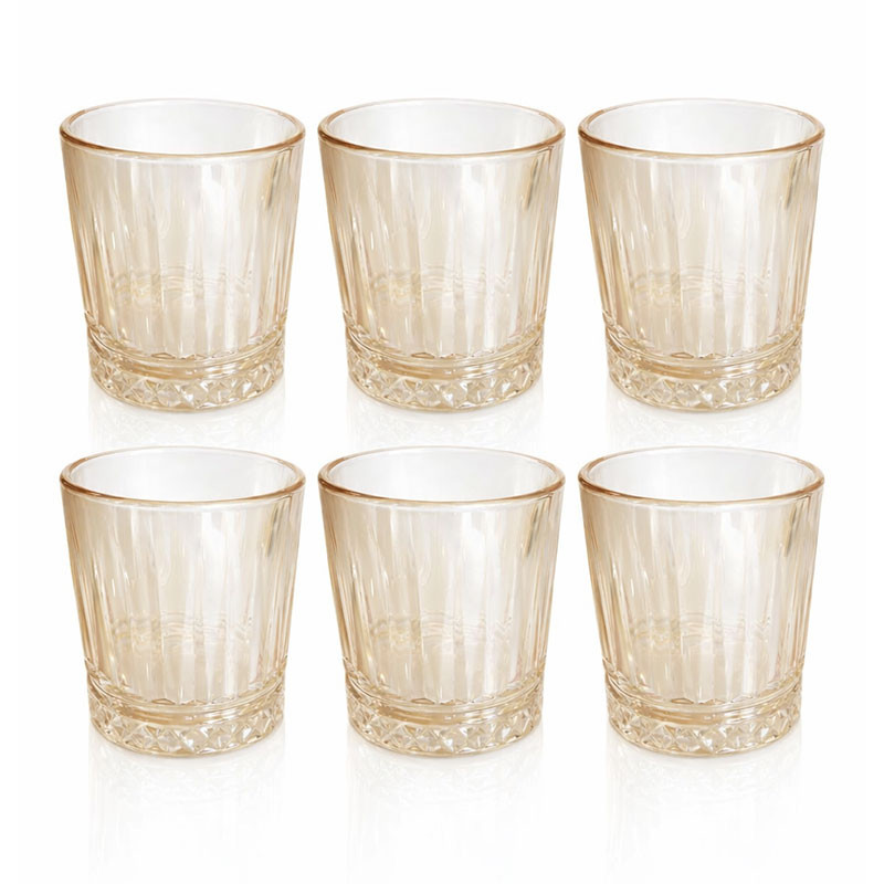 Coffret 6 Verres à Jus 25Cl En Verre Doré en Tunisie