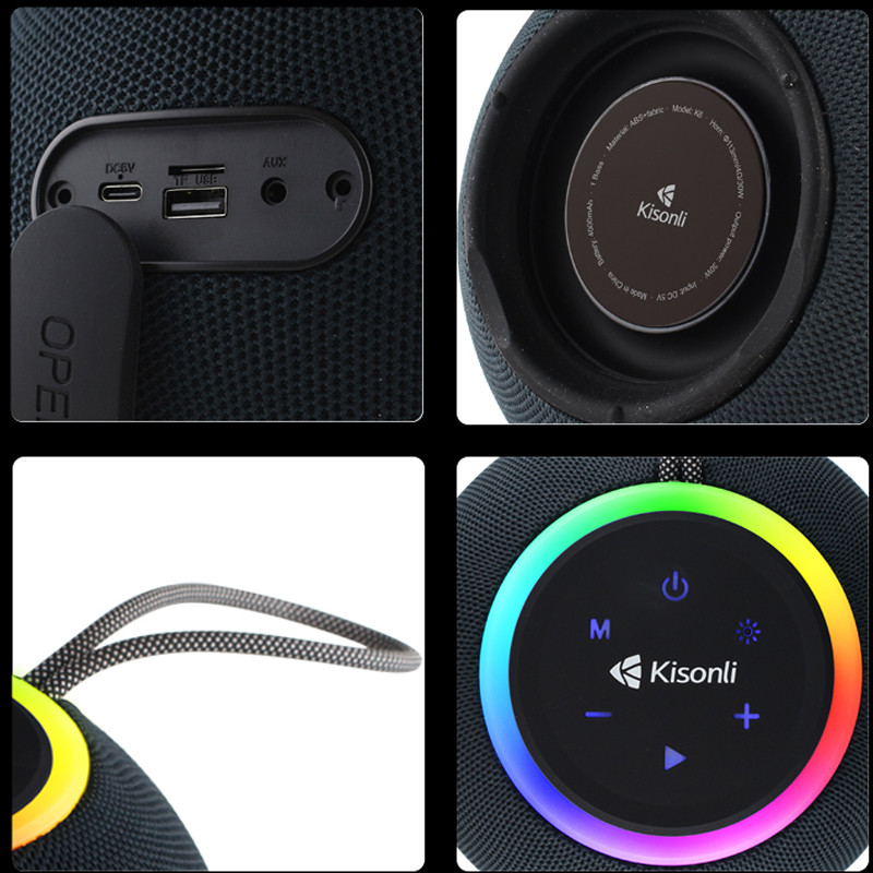 Enceinte Bluetooth Kisonli K6 RGB Noir En Tunisie