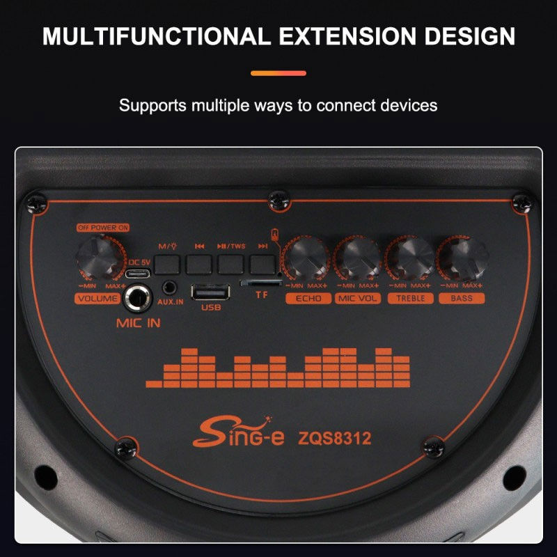 Haut Parleur Bluetooth ZQS8312 Avec Microphone Noir en Tunisie