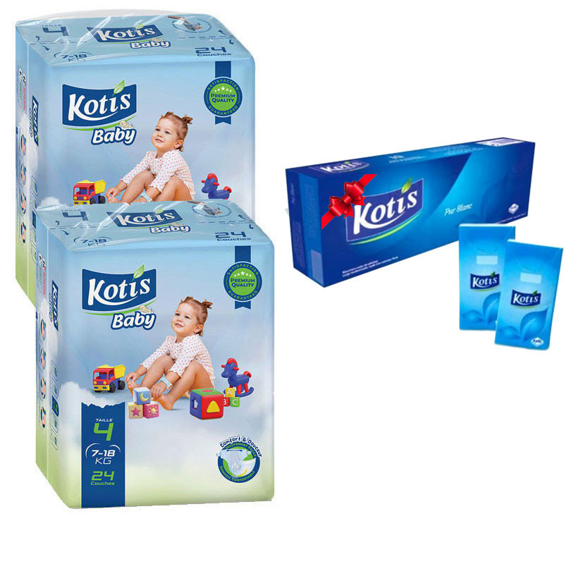 Couches Bébé Kotis Premium T4 24 Pièces Maxi Eco en Tunisie