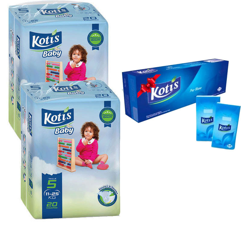 Couches Bébé Kotis Premium T5 20 Pièces Junior Eco en Tunisie