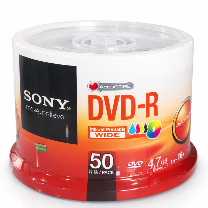 Paquet de 50 Pieces DVD-R Sony 50DMR47CWP 4,7Go Imprimable En Tunisie