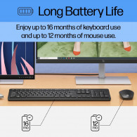 Pack Clavier et Souris Sans Fil HP 235 Noir en Tunisie