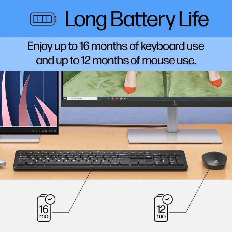 Pack Clavier et Souris Sans Fil HP 235 Noir en Tunisie