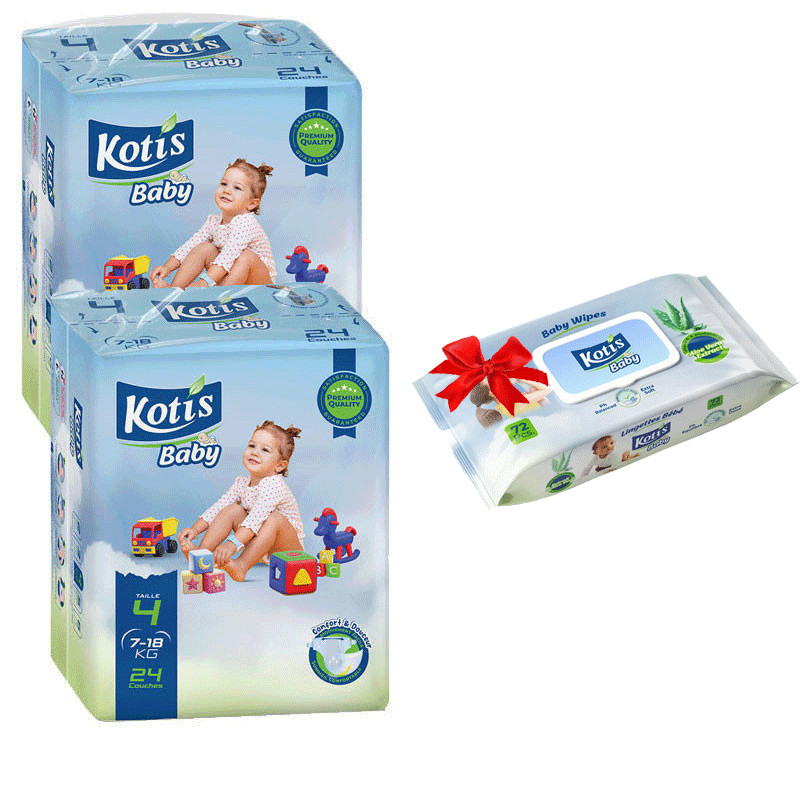 De 2 Couches Bébé Kotis Premium T4 24 Pièces Maxi Eco