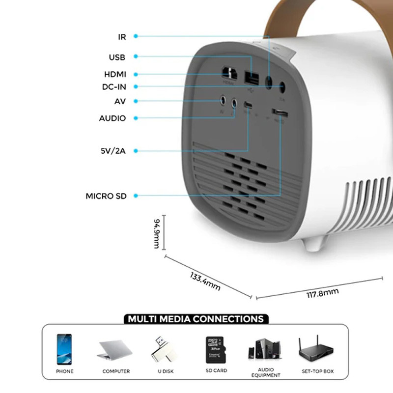 Mini Projecteur Portable Wownect WP51 Blanc
